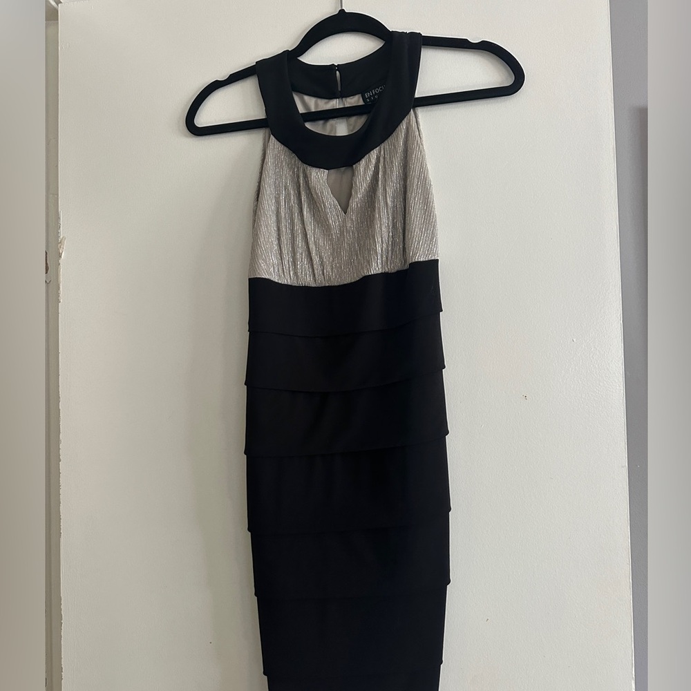 Black and silver high neck body-con dress